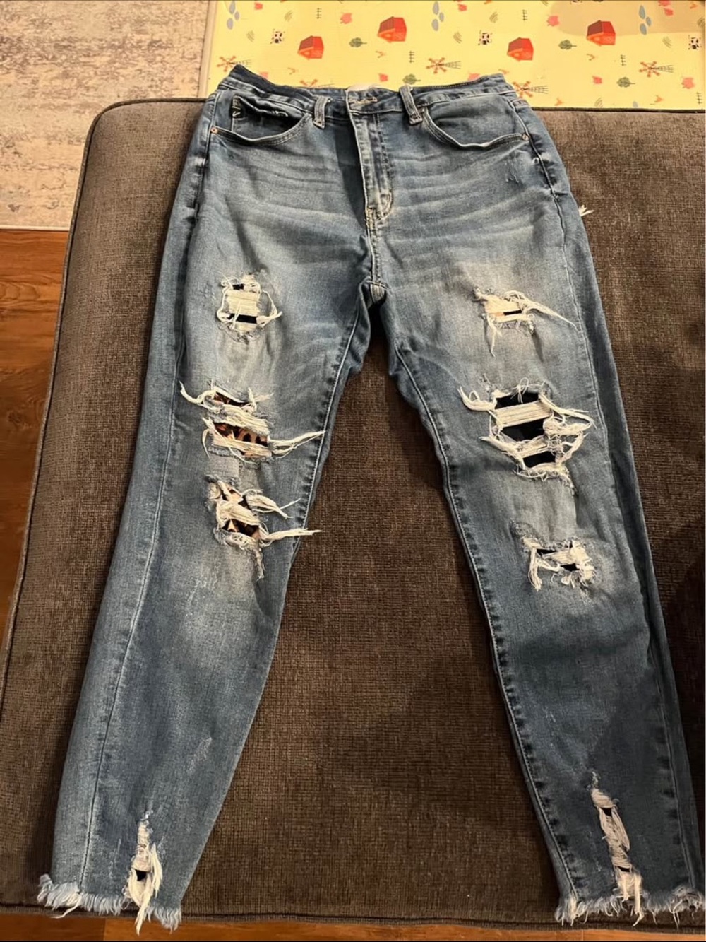 KanCan Distressed Light Blue Boyfriend Jeans with Rips